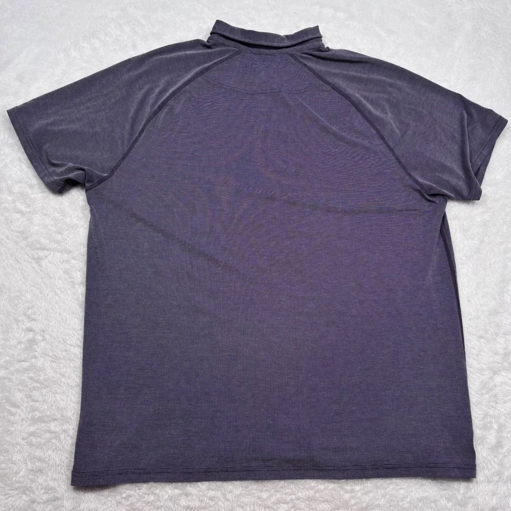 Rhone Delta Pique Polo Golf Shirt XL Navy Purple‎ Geometric Stripe Performance
